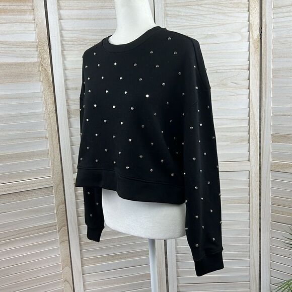3/$25 AQUA Silver Studded Cropped Sweatshirt Sweater Medium - Picture 12 of 14